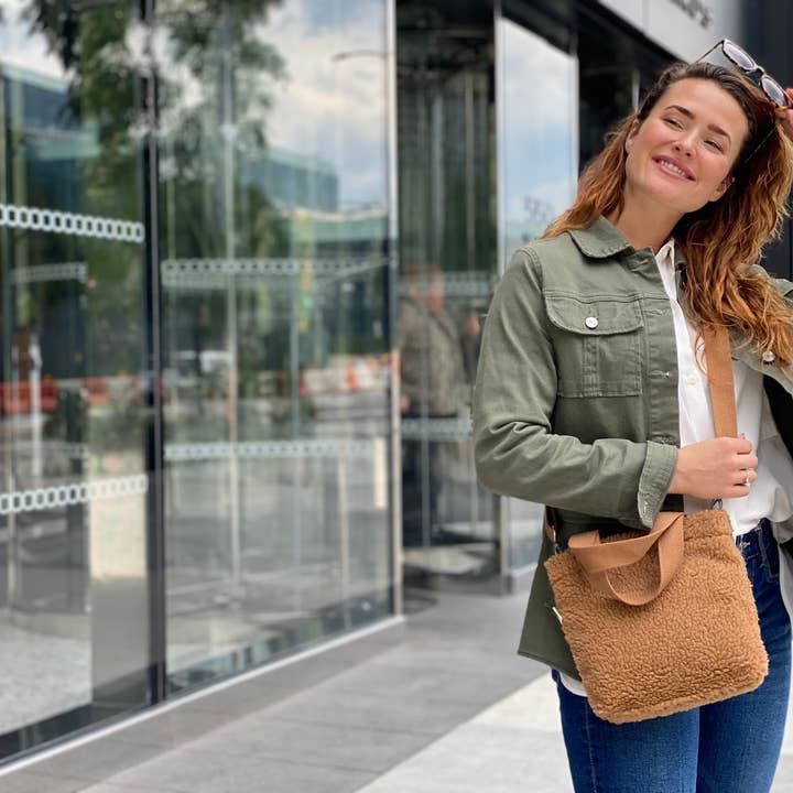 Quilted Koala - Wholesale Crossbody Bag - Women's - Sherpa Midi Town Crossbody Bag - Mocha2