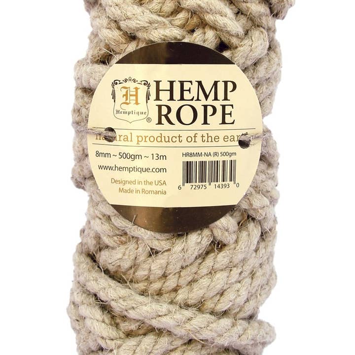 Hemptique - Vendita all'ingrosso Spago - Corda di canapa per mezzo chilo (1,1 libbre) - 4 mm/6 mm/8 mm2