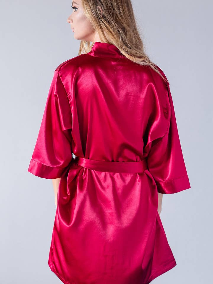 GiftsbyPR - Wholesale Robe - Women's - Burgundy Silk Satin Bridesmaid Robes, Personalized Robe Gift1