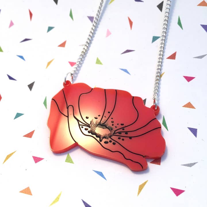 Collana ricordo papavero rosso per la vendita all'ingrosso da parte di Working Clasp
