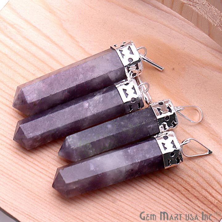 GemMartUSA – wholesale Pendant/charm necklace – DIY Healing Gemstone Silver Pencil Point Ornate Pendant 1pc3