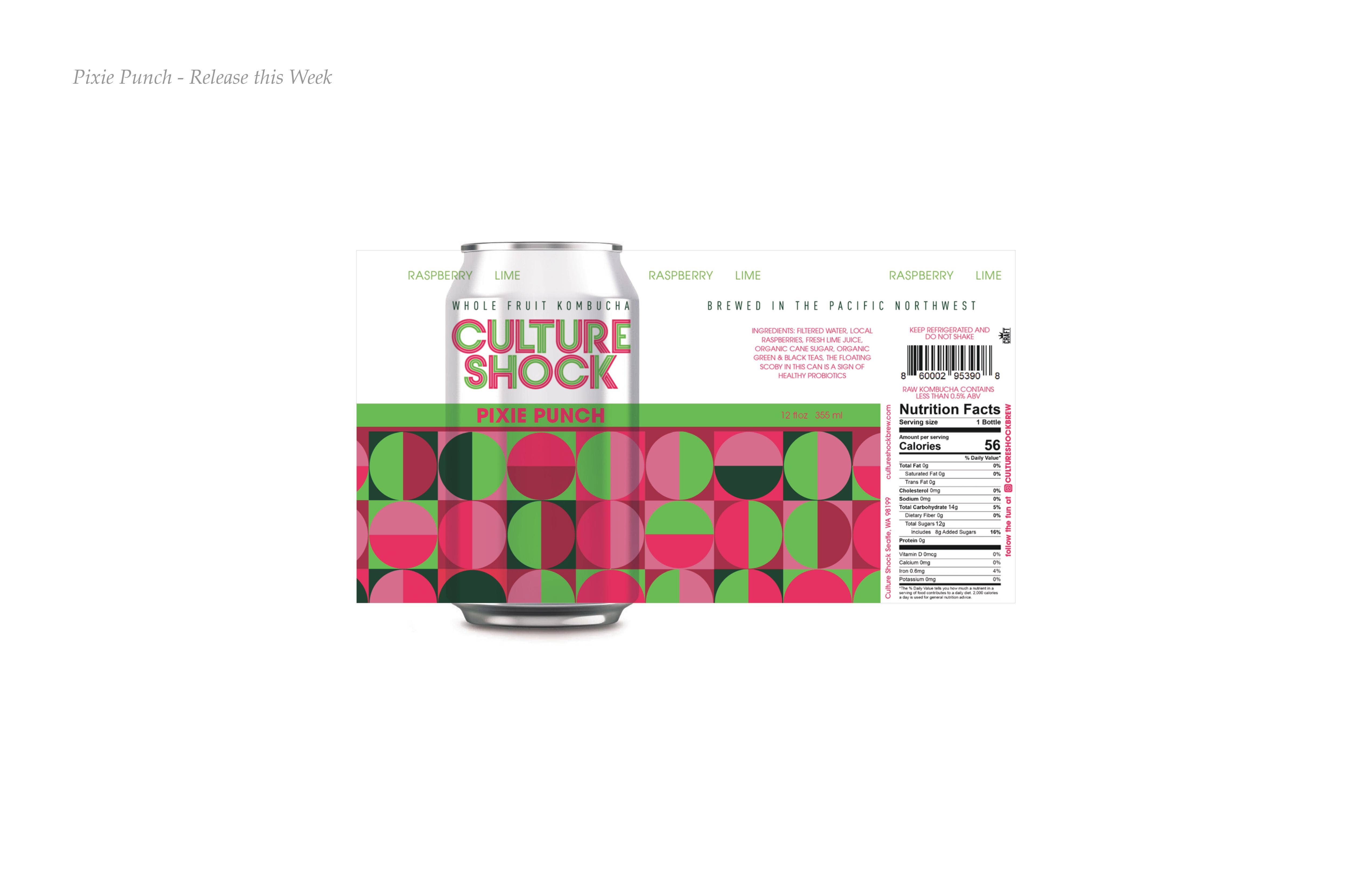 Culture Shock Brew - Wholesale Kombucha - Kombucha, Pixie Punch, raspberry lime3