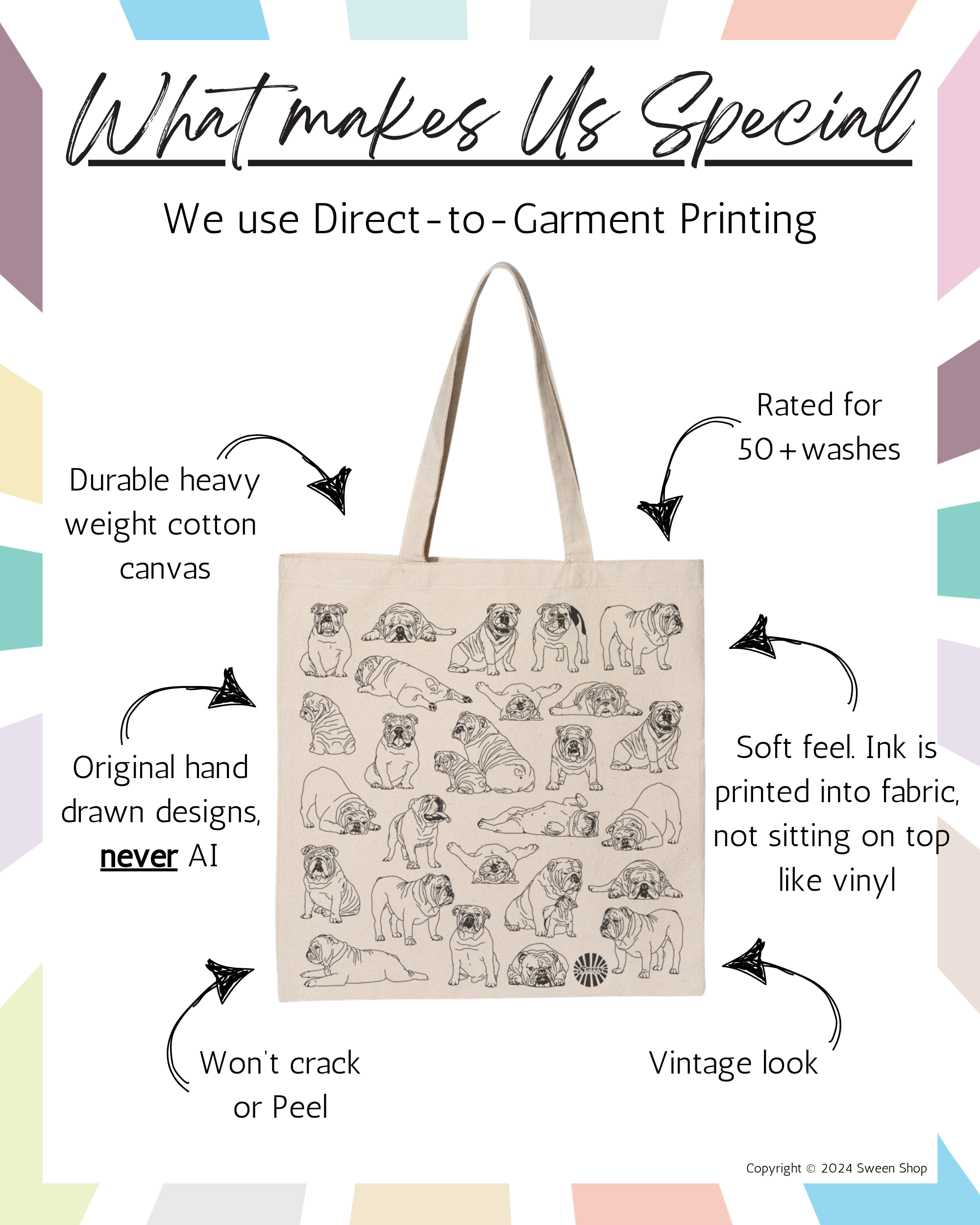 Sween Shop - Wholesale Tote Bag - Unisex - Bulldog Canvas Tote Bag Pet Dog Lover, Dog Dad, Dog Mom Gift7