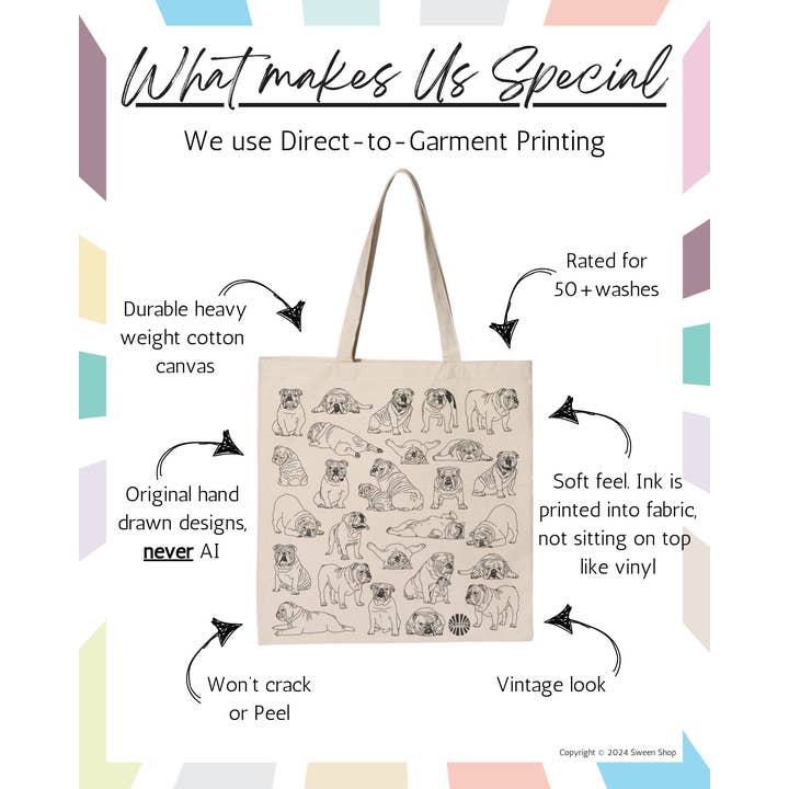 Sween Shop - Wholesale Tote Bag - Unisex - Bulldog Canvas Tote Bag Pet Dog Lover, Dog Dad, Dog Mom Gift7
