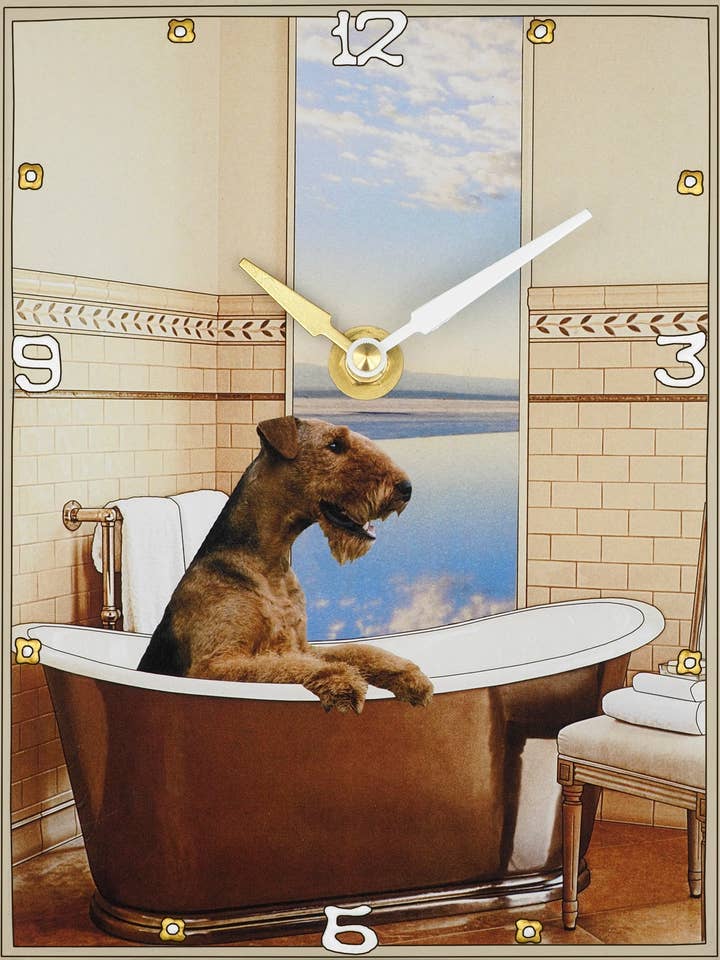 Airedale, reloj de collage para venta al por mayor de Lea Alboher