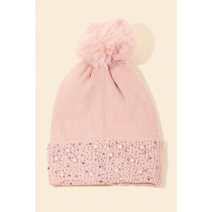 Anarchy Street - Wholesale Beanie - Women's - Bejeweled Ribbed Pom Beanie