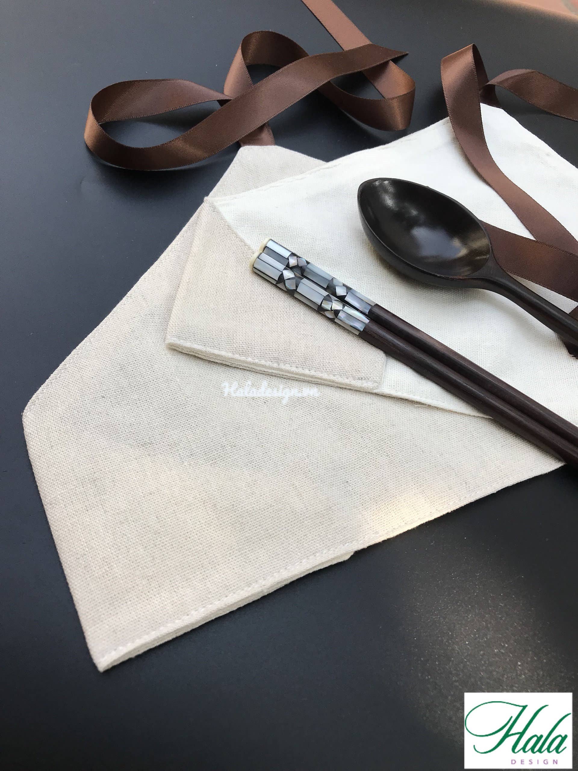 Hala Design - Wholesale Chopsticks - 01 Handmade Rosewood Chopstick Pair with Linen Cutlery Case9