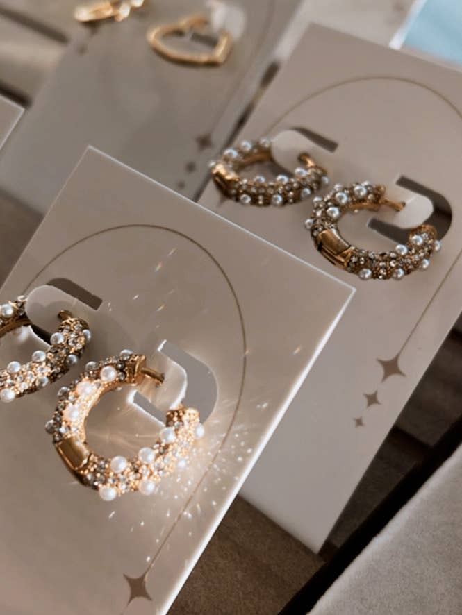 Pearl & Crystal Hoops (Best Seller) for wholesale by November’s Eve Jewelry