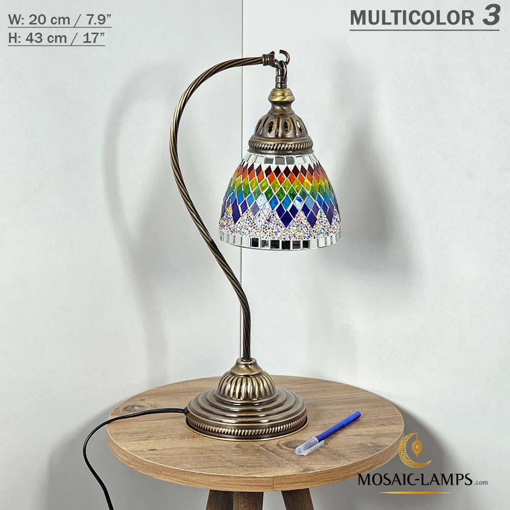 Mosaic Lamps - Wholesale Accent/Desk Lamp - 10+ Colors - Swan Neck Reading Table Lamp, Turkish Mosaic Re11