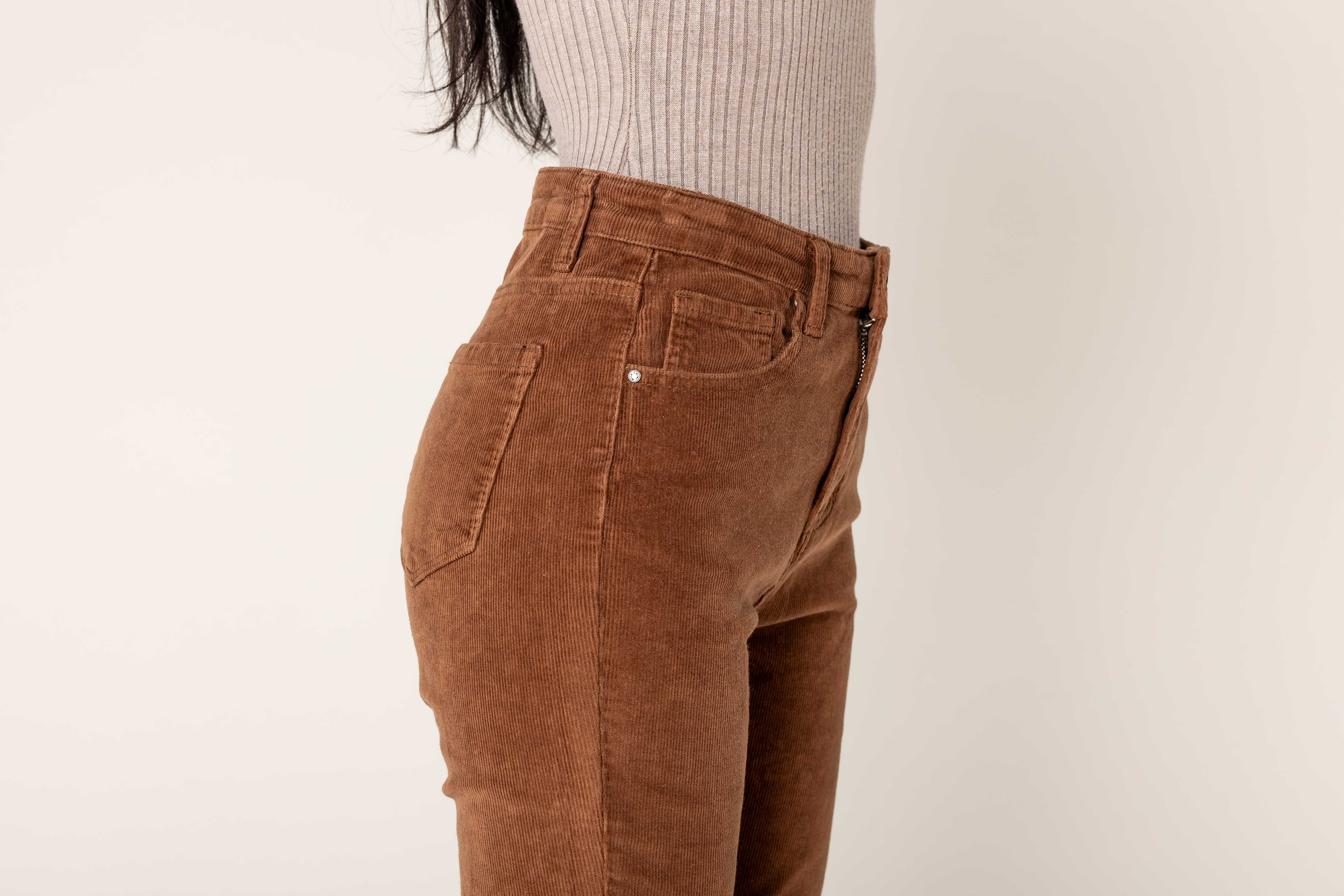 Nina Carter - Wholesale Pants - Women's - Bootcut High Waist Corduroy Back to School J22123