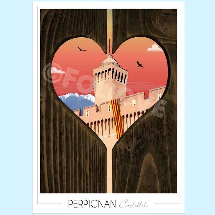 Zeigt Perpignan Castillet bei Sonnenuntergang für den Großhandel von Foliove