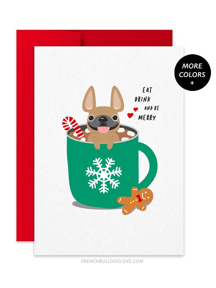 Hot Cocoa Fransk Bulldog feriekort for engroshandel hos French Bulldog Love