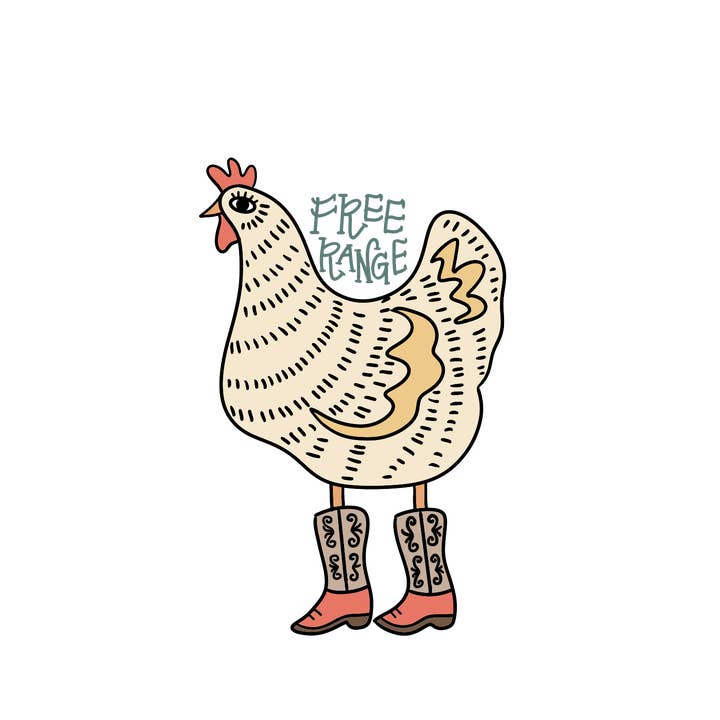 White Dog Design Company - Wholesale T-Shirt (Graphic) - Unisex - Free Range Chicken Comfort Colors Tee