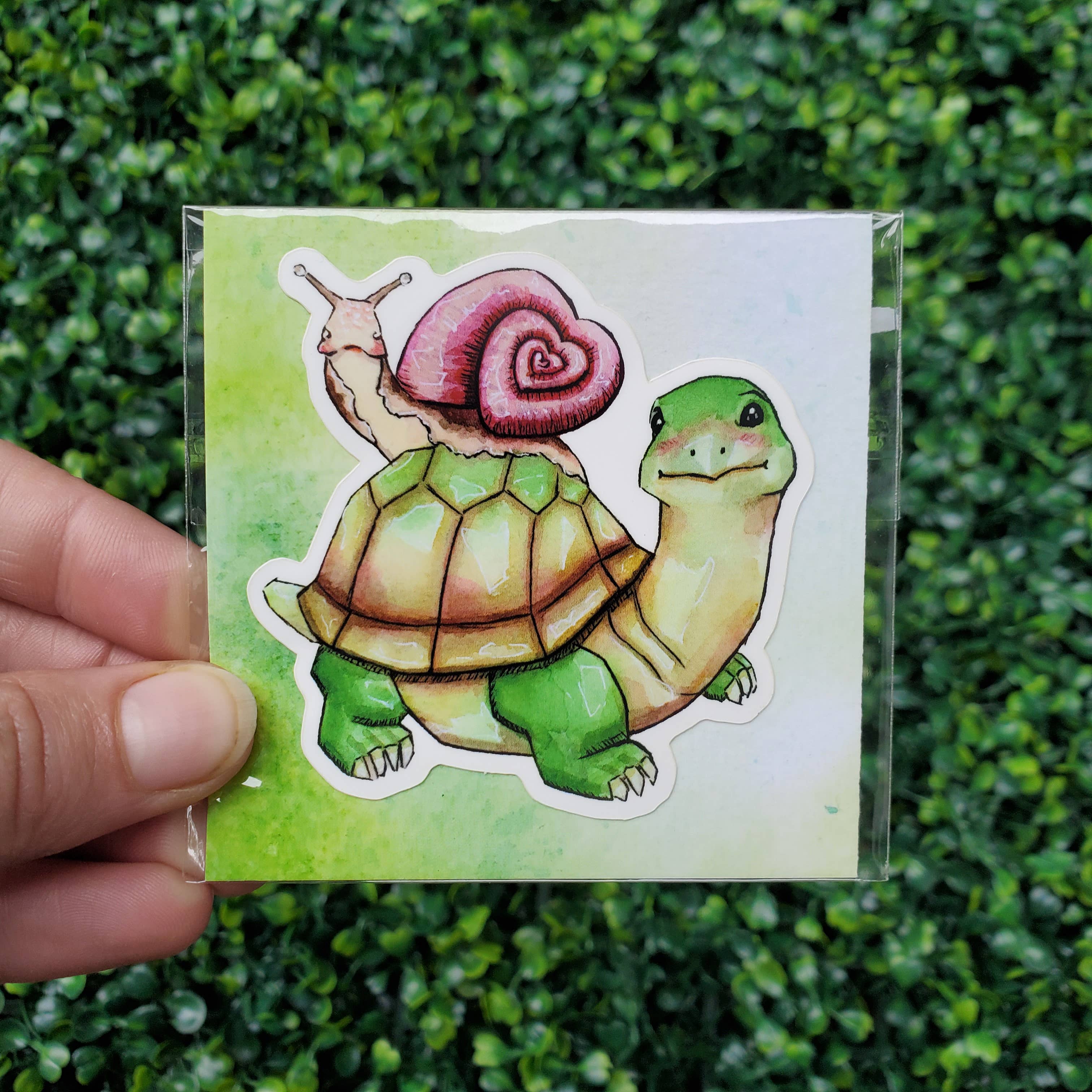 Art by Trisha Hall - Wholesale Sticker - Turtle & Snail Matte Sticker2