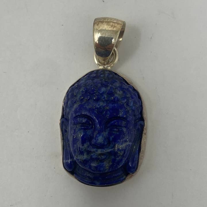 Sterling Silver Lapiz Buddha Pendant for wholesale by Kathmandu Jewelry