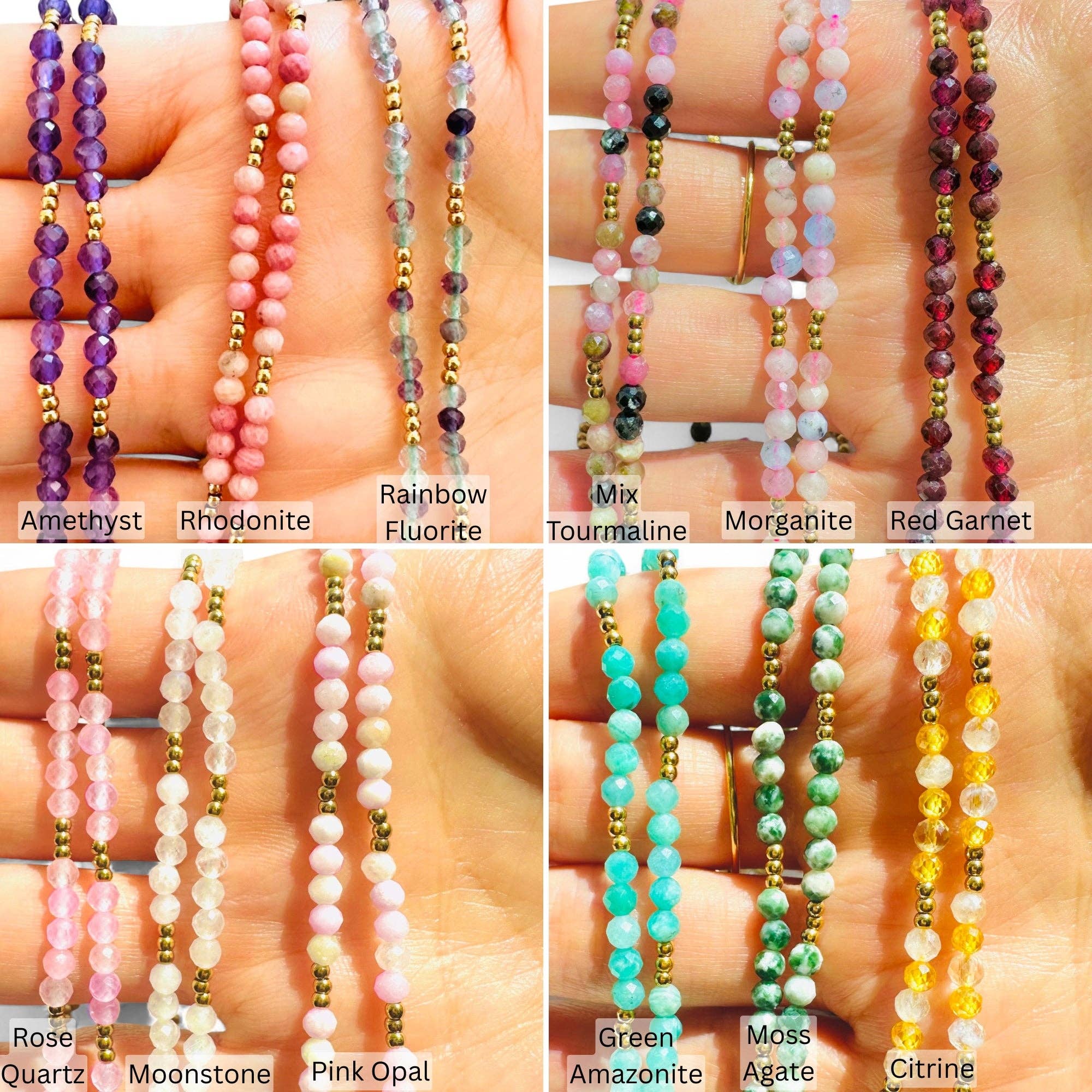 Soul Charms - Wholesale Choker/Collar - Birthstone Gemstone Choker Necklace, Waterproof 18K Gold1