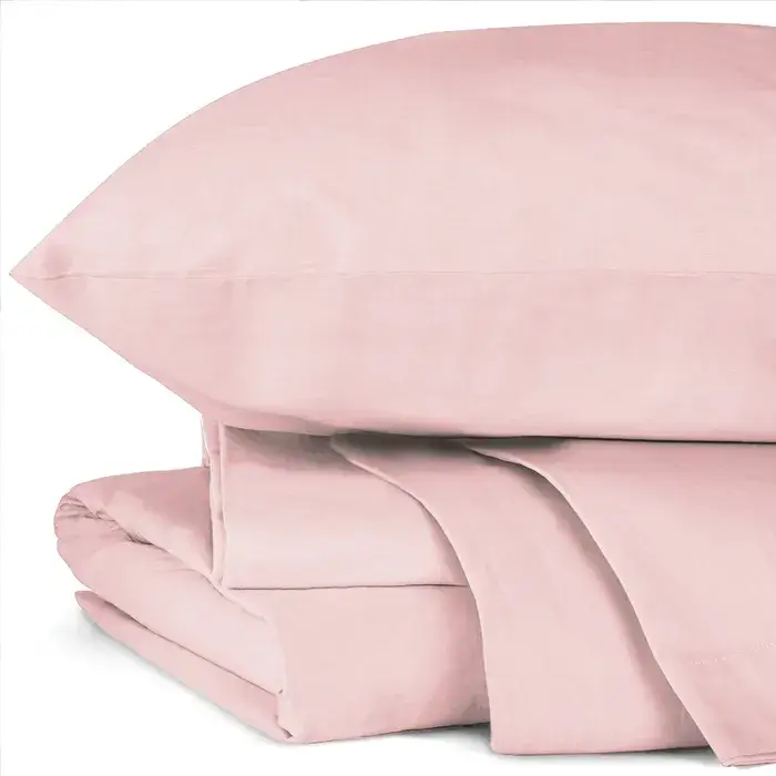 Melange Plain Blush King Percale Sheet Set for wholesale on Faire1