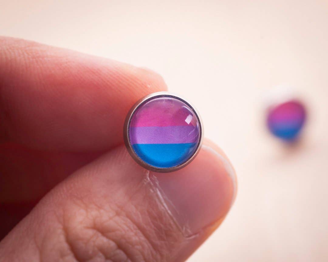 Crafty Queer Studio - Wholesale Stud/Post Earrings - Bisexual flag pride LGBTQ+ earrings - stud or dangle3