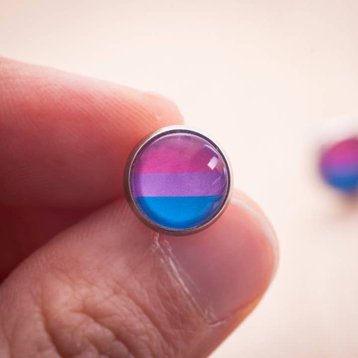 Crafty Queer Studio - Wholesale Stud/Post Earrings - Bisexual flag pride LGBTQ+ earrings - stud or dangle3