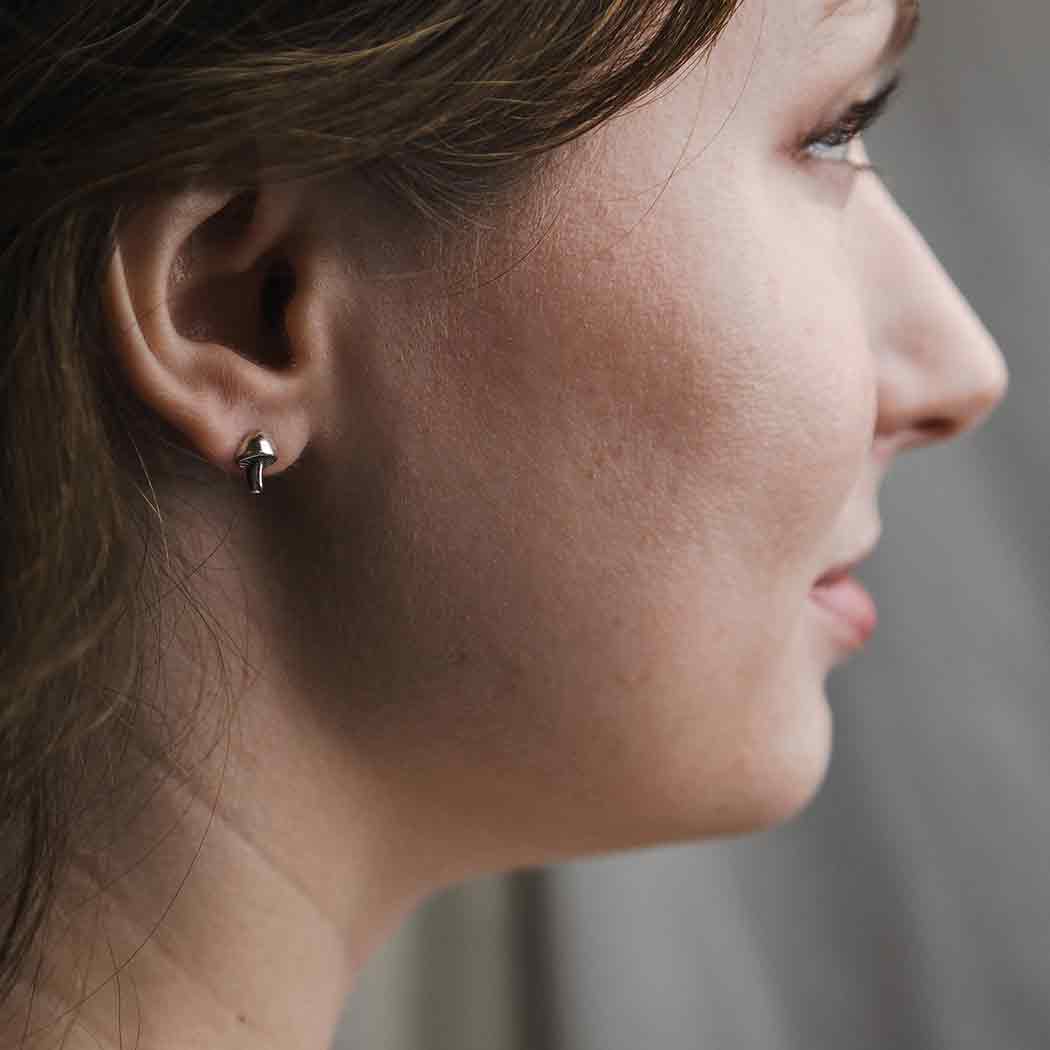 Nina Designs - Wholesale Stud/Post Earrings - Sterling Silver or Bronze Mushroom Post Earrings 8x6mm1
