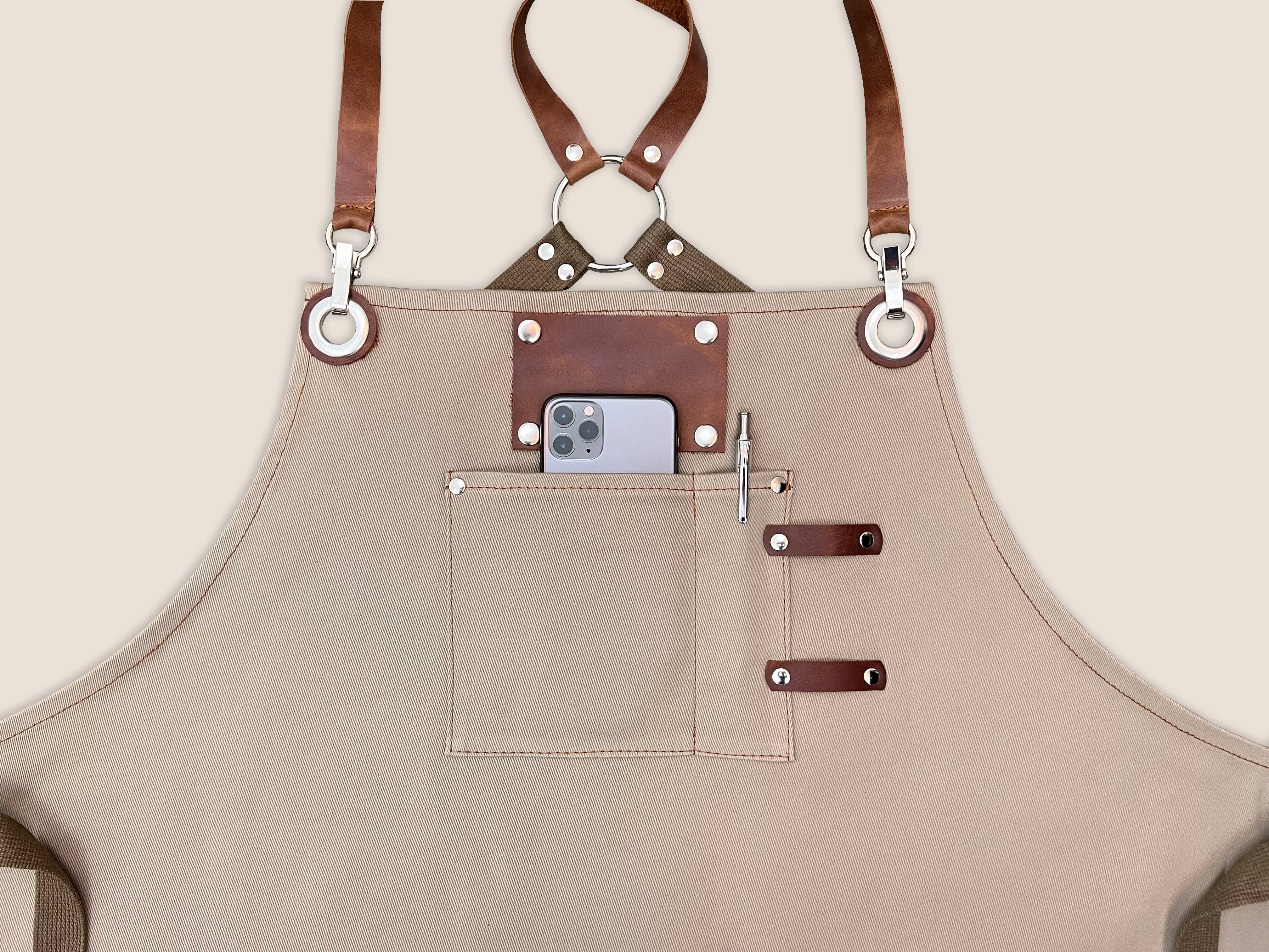 Graine de coton Tablier à bretelles croisées en toile de coton de haute qualité en vente sur Faire4