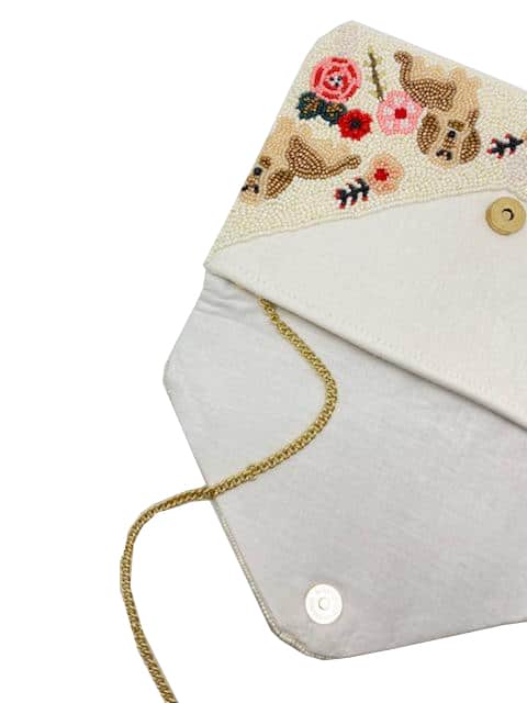 Pizzazz, Inc. - Wholesale Clutch Bag - Women's - FLORAL PUPPY BEADED CLUTCH1
