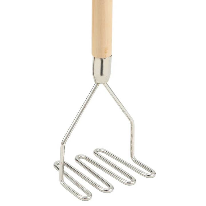 EcoQuality - Wholesale Masher - PTM-18R to 24S, Round/Square, Wood Hdl Chrome Potato Masher, EA7
