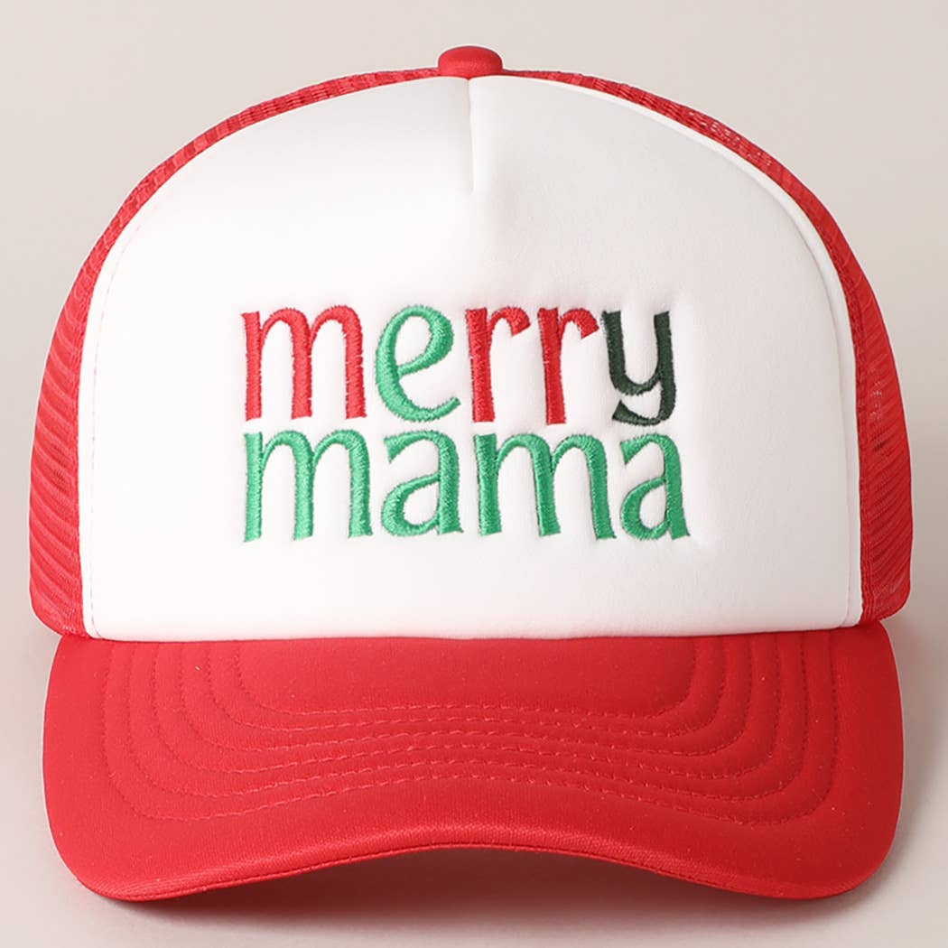 Fashion City - Wholesale Trucker Hat - Women's - Merry Mama Embroidery Mesh Back Trucker Hat4