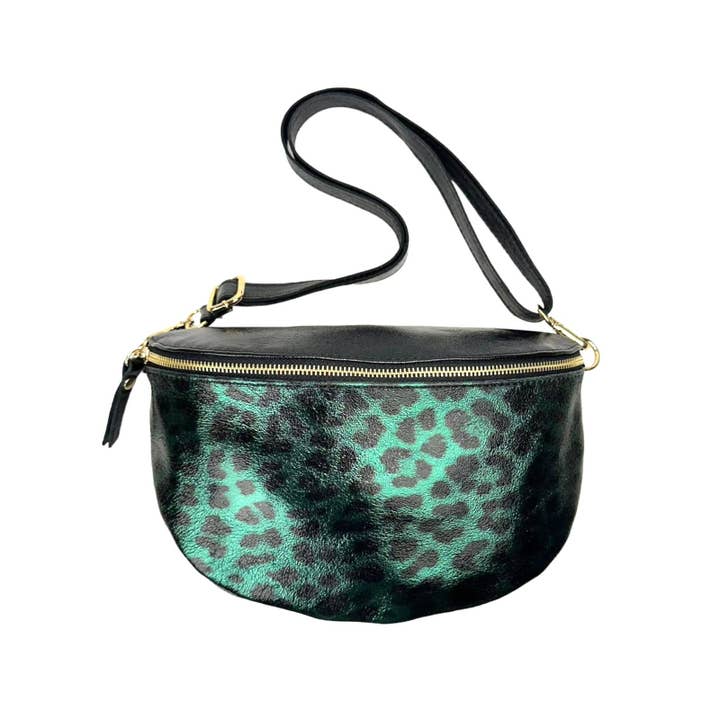 Chenson & Gorett - Wholesale Belt Bag - Women's - Leather Waist Bag with Leopard Print and Shiny Effect10