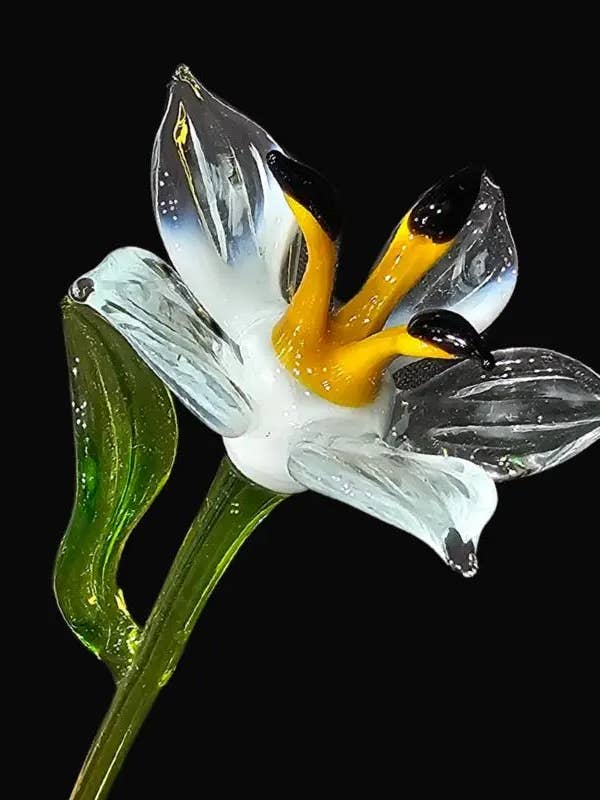 White Glass Lily - Hand Made In Ukraine - Short Stem Flower for wholesale by Glass by Iness