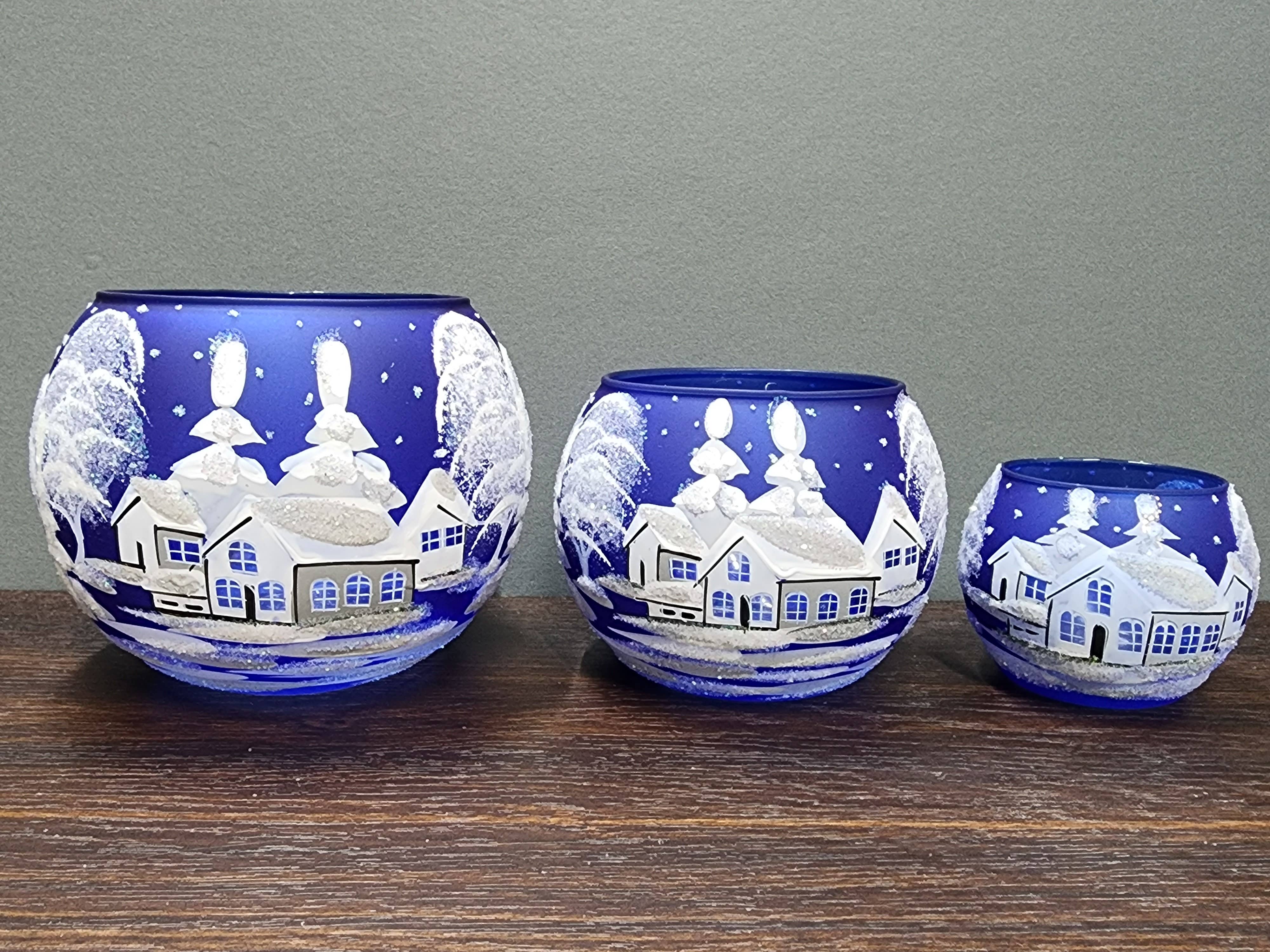 Glass by Iness - Wholesale Candle Holder - White Church In Winter Wonderland Collection - Candle Holder8