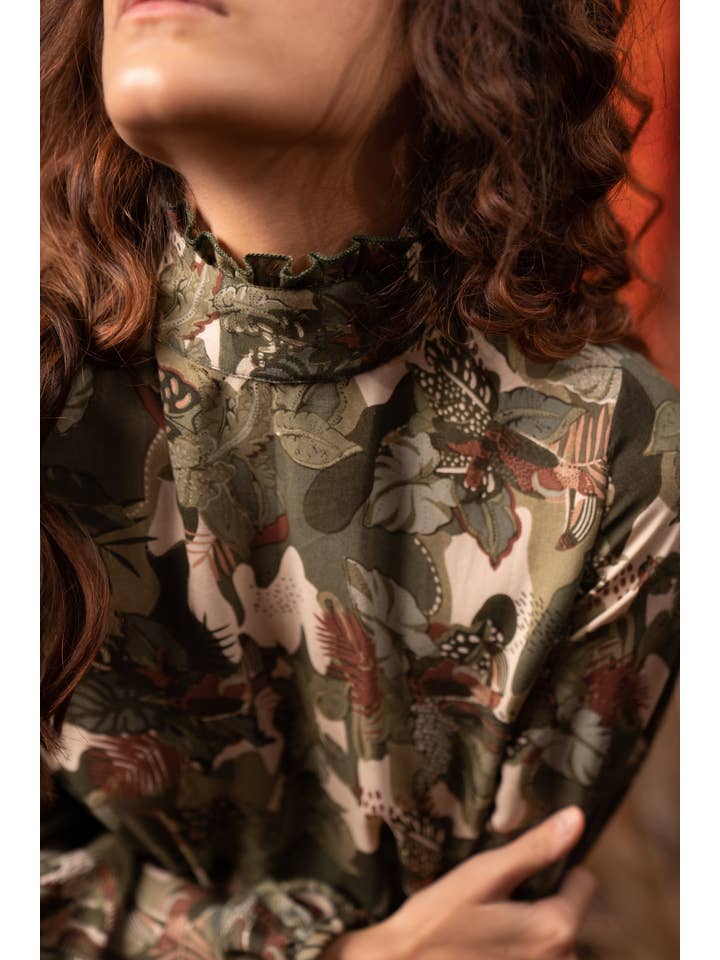 Label Reyya - Wholesale Jurk - Dames - Afro Olive Jungle midi-jurk3