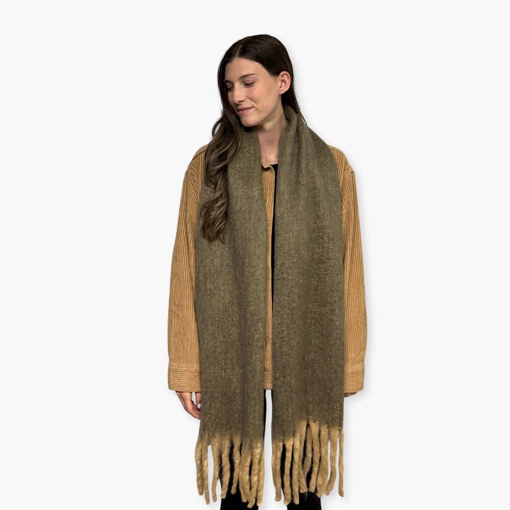 Humble Hilo - Wholesale Scarf - Women's - Humble Hilo Woven Chunky Scarf Cocoon Fringe2