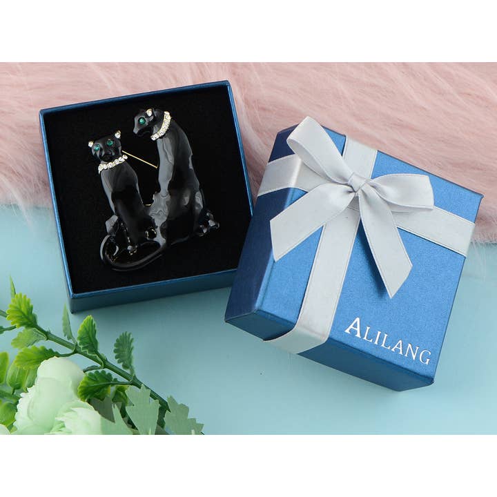 AK Brand - Wholesale Brooch - Turquoise Blue Spotted Leopard Family Twin Lover Brooch Pin8