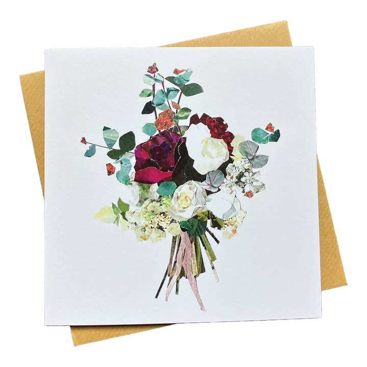 Roses & Eucalyptus Flower Bouquet Greetings Card for wholesale by Soodle Street Studio