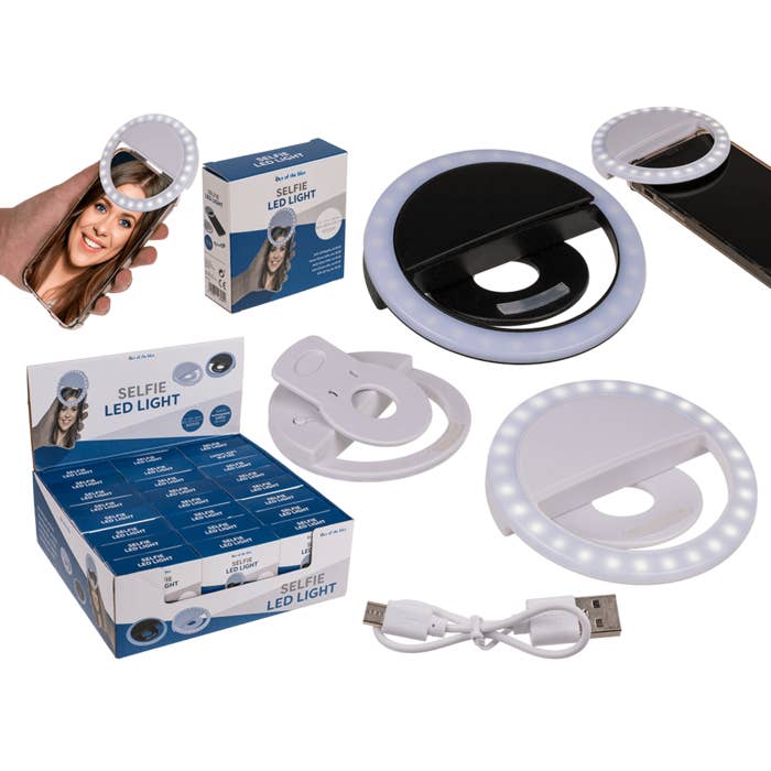 Selfie LED lys, med 28 LED, genopladeligt, for engroshandel hos Out of the blue KG