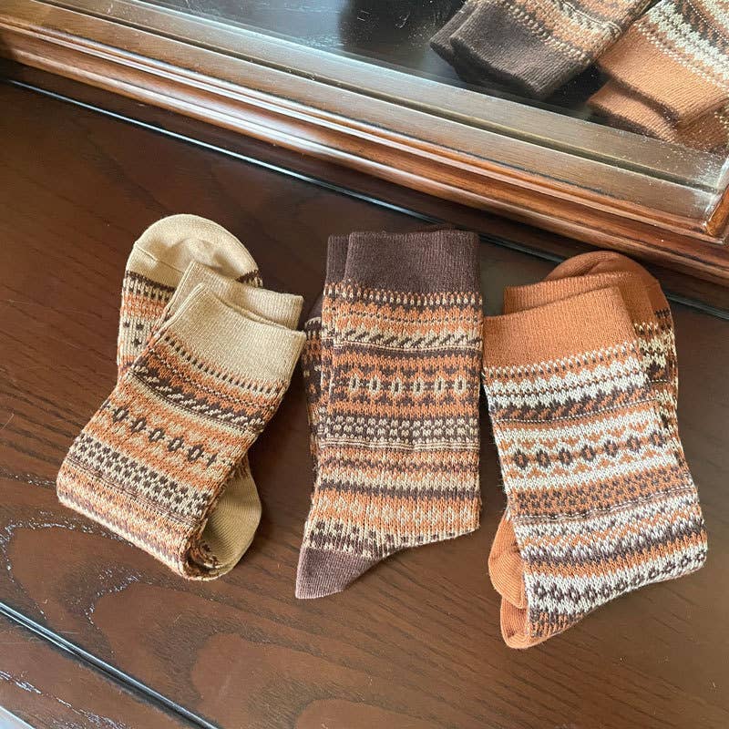 Tourtiwi - Wholesale Socks - Women's - Women's retro ethnic style striped socks6