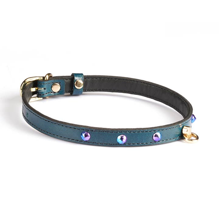 Gargantilla de cuero de lujo con junta tórica de 0.4 pulgadas de ancho con remaches para venta al por mayor de Liebe Seele