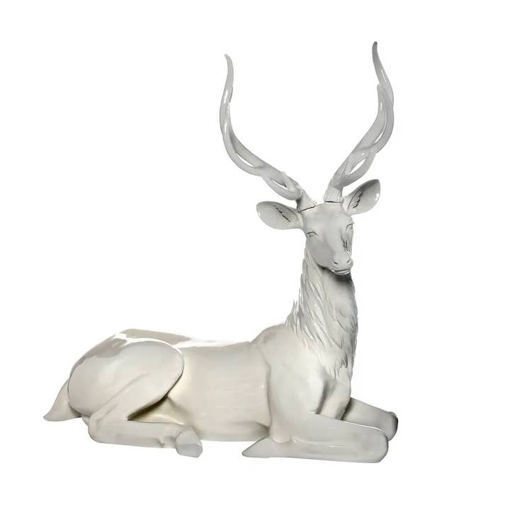 Resin 46″ Laying Modern Deer – White for wholesale by CMC Wholesale
