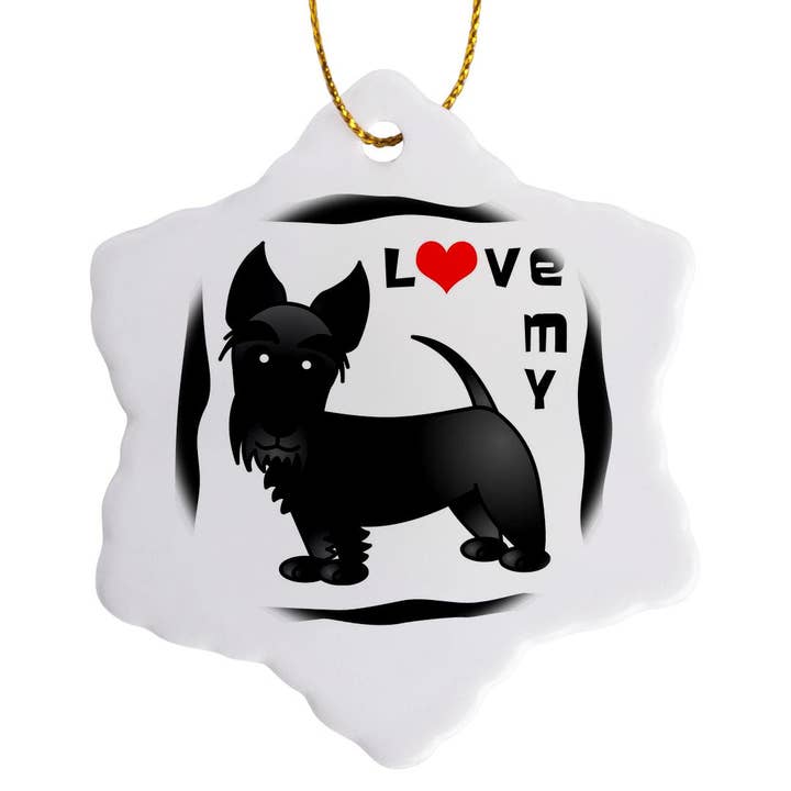 3dRose - Wholesale Ornament - 3dRose, I Love My Scottie Dog - Black - Red Heart, Ornament7