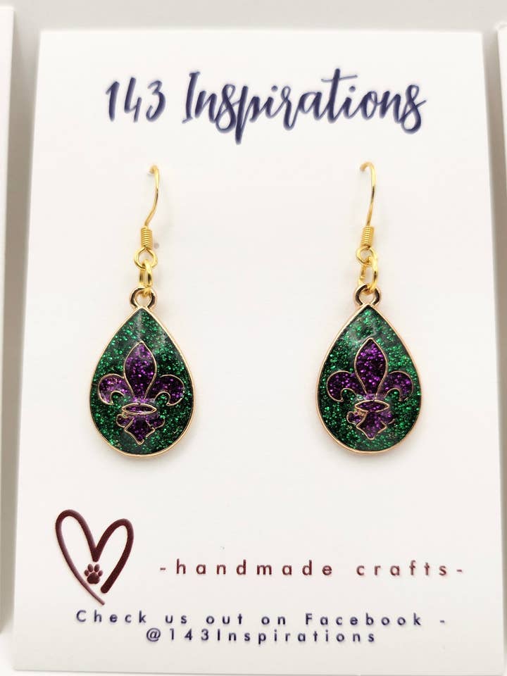 Orecchino Fleur-de-lis Mardi Gras (copia) per la vendita all'ingrosso da parte di 143 Inspirations
