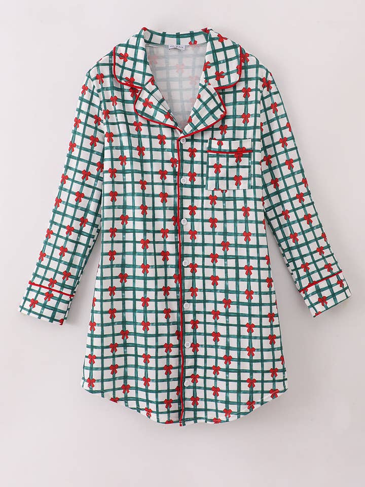 Groene strik ruitjes moeders japon voor wholesale door Aspen Rain Boutique