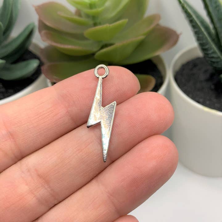 Guerrilla Charm - Wholesale Individual Charm/Pendant - 50 Pcs Lightning Bolt Wizard Charms