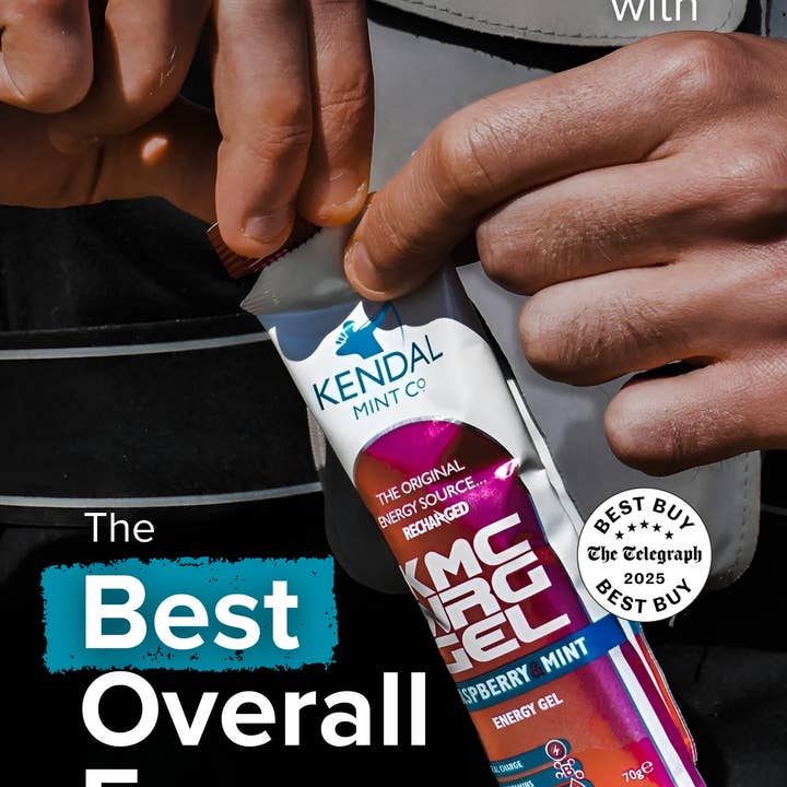 Striscione in vinile POS - con occhielli Ganci adesivi trasparenti - Alimenta la tua corsa Miglior gel in assoluto 137cm x 70cm per la vendita all'ingrosso da parte di Kendal Mint Co®