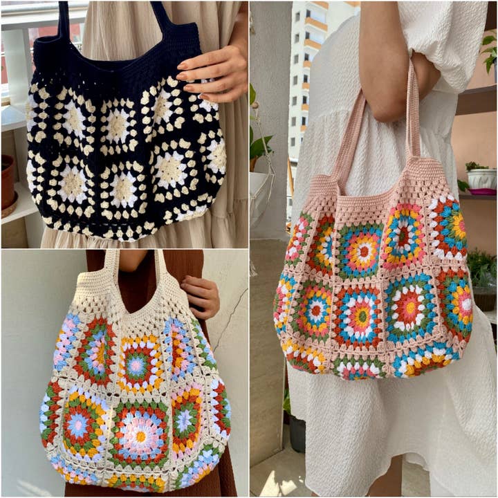 Colorful crochet boho grannysquare bag for wholesale by youngpee
