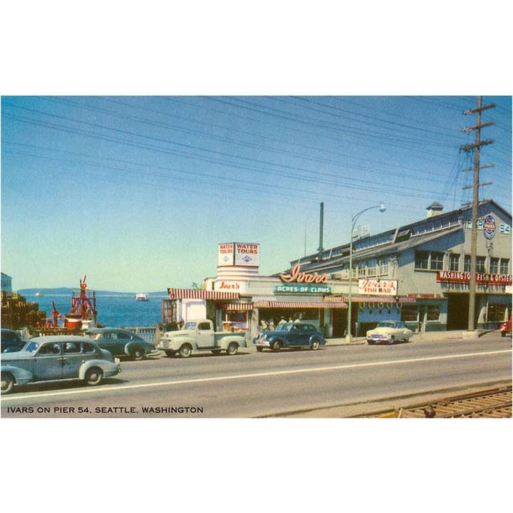 Greeting Card WA-211 Ivars on Pier 54, Seattle for wholesale by Found Image Press
