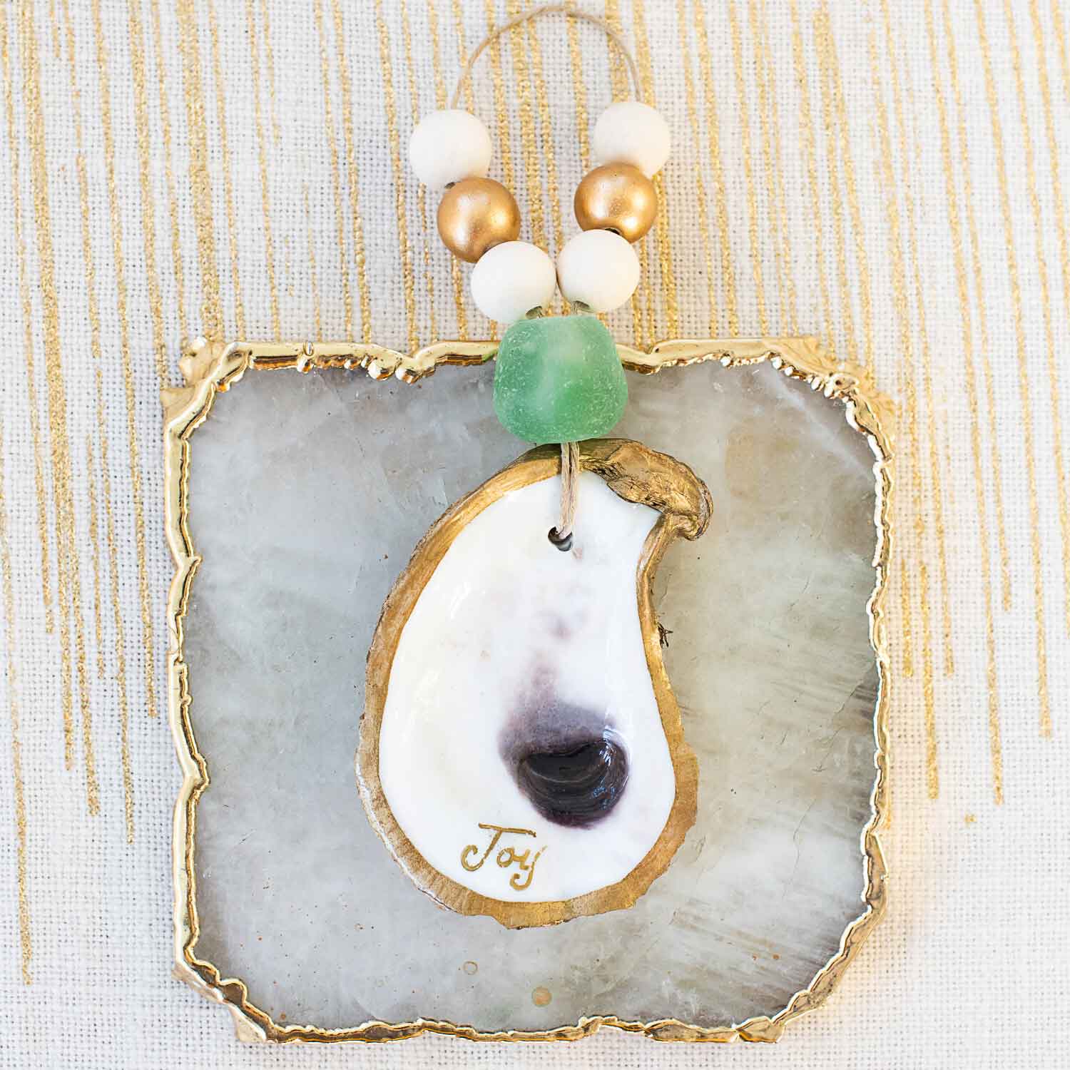 Grit and Grace Studio - Wholesale Ornament - Customized Oyster Ornament / Napkin Ring (Gold Inscription)12