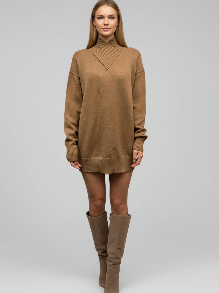 Heyson - Wholesale Dress - Women's - JOD1269 Mock Neck Sweater Mini Dress