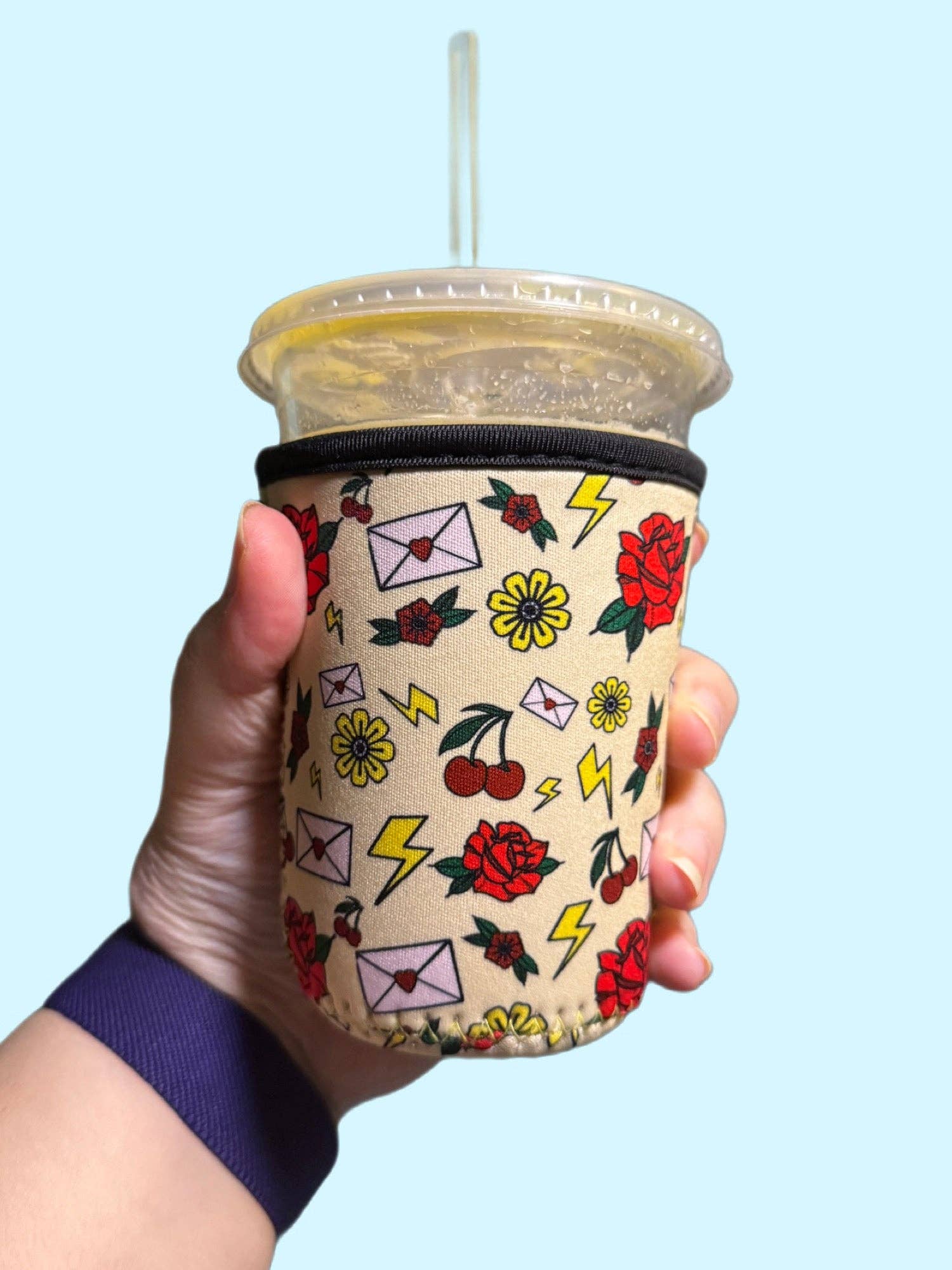 Sprinkles Studios - Wholesale Drink Huggers & Koozies - Vintage Tattoo Flash Neoprene Iced Coffee Cup Sleeve0