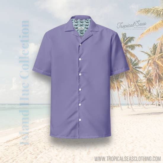 Tropical Seas Clothing - Wholesale Button Down Shirt - Men's - Labelless Urchin Purple Button Down Camp Shirt